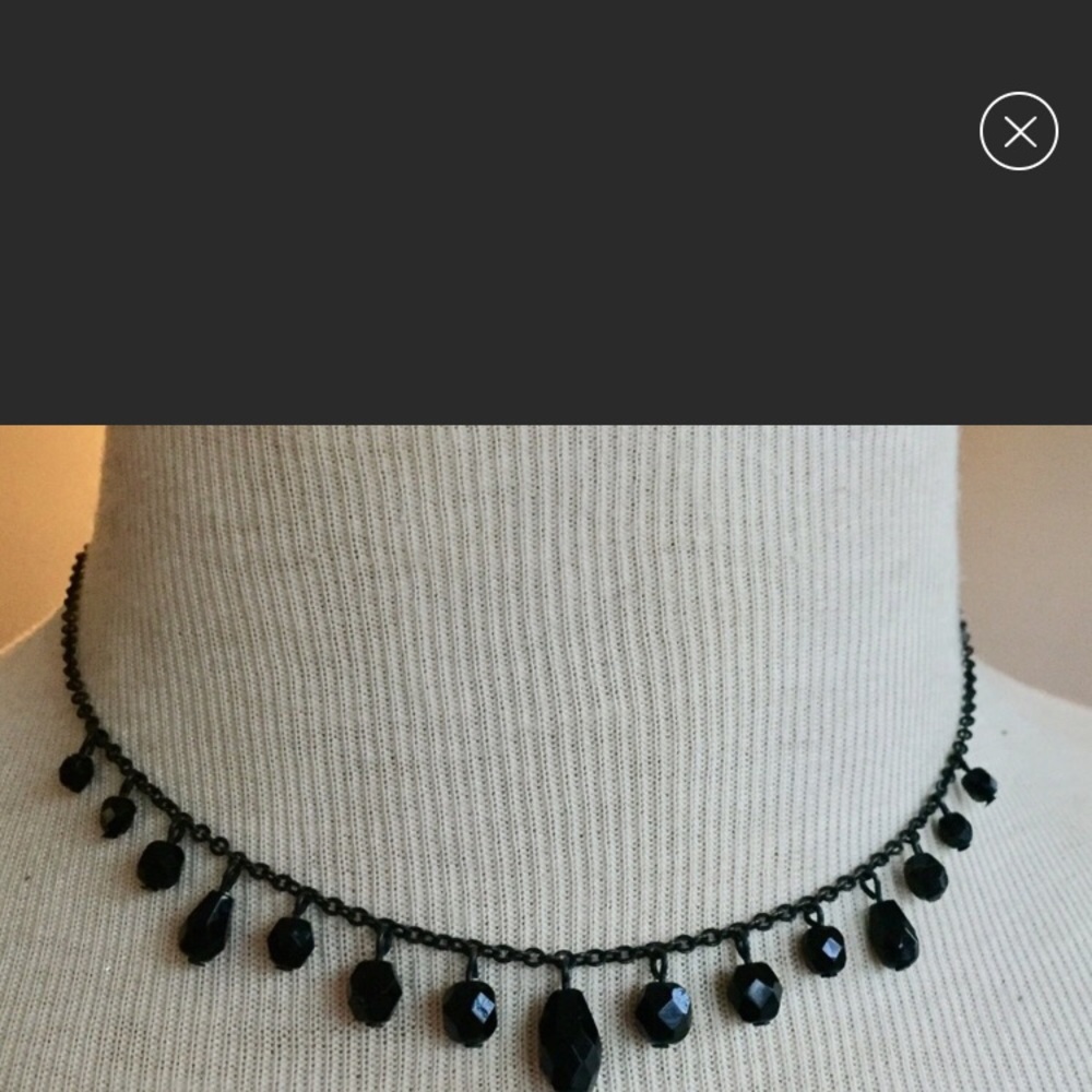 Carolina Herrera Black Beaded Necklace Signed